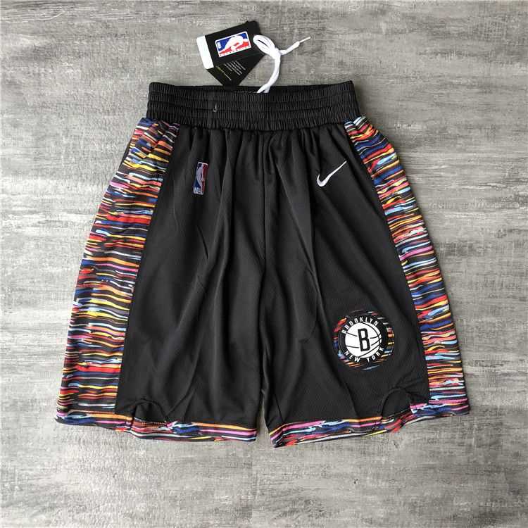 Men NBA Brooklyn Nets Black Nike Shorts 0416
